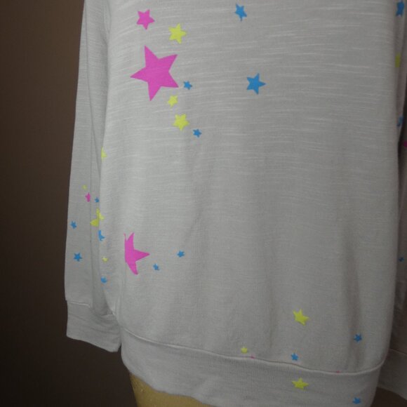 Monrow Women's XS Star Print Boyfriend Sweatshirt Cotton Blend Pullover Multi - Picture 4 of 9